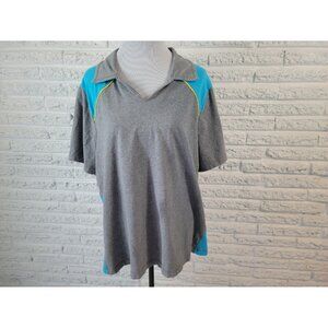 Catherines Womens Top 2X 22W 24W Plus Short Sleeve Gray Collar Pullover GRA77E